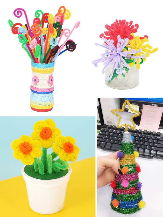 Bunte Chenille-Stiele von TMZ als flauschige Bastelmaterialien und Pfeifenreiniger für deine DIY-Dekorationen, Multicolor - Bild 4
