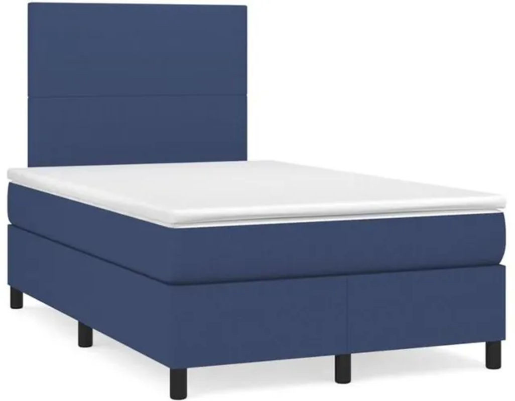 vidaxl Boxspringbett mit Matratze aus Stoff in Blau und Weiß B/T/H: 190 x 120 x 118 cm - Bild 1