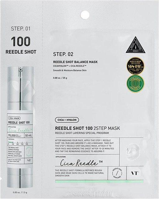 VT Cosmetics Reedle Shot 100 2-Schritt Maske, 26,5 g, mit Niacinamid und Hyaluronsäure - Bild 1