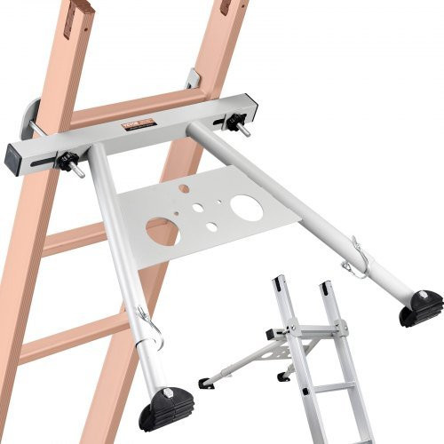 VEVOR Leiterstabilisator aus Stahl in Silber Matt, verstellbare Abstandshalter für Ausziehleitern mit rutschfesten Gummifüßen, B/T/H: 81,5 x 71,0 x 5,5 cm - Bild 1