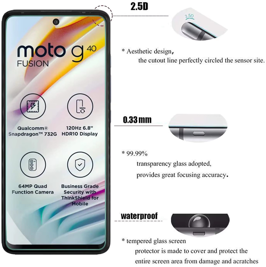 3er-Pack Displayschutzfolie aus gehärtetem Glas für Motorola Moto G60, G60S und G40 Fusion 5G Plus, transparent - Bild 4