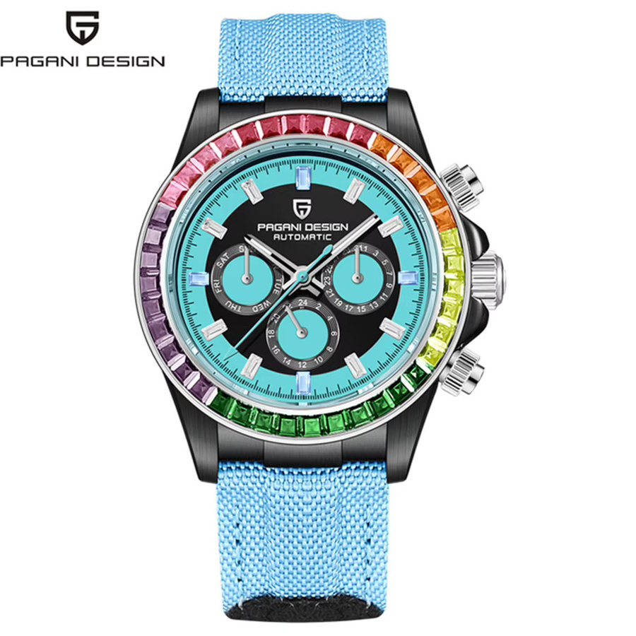 PAGANI DESIGN Armbanduhr Automatik, Edelstahl, 40 mm, Herren, Blau, Bunt - Bild 5