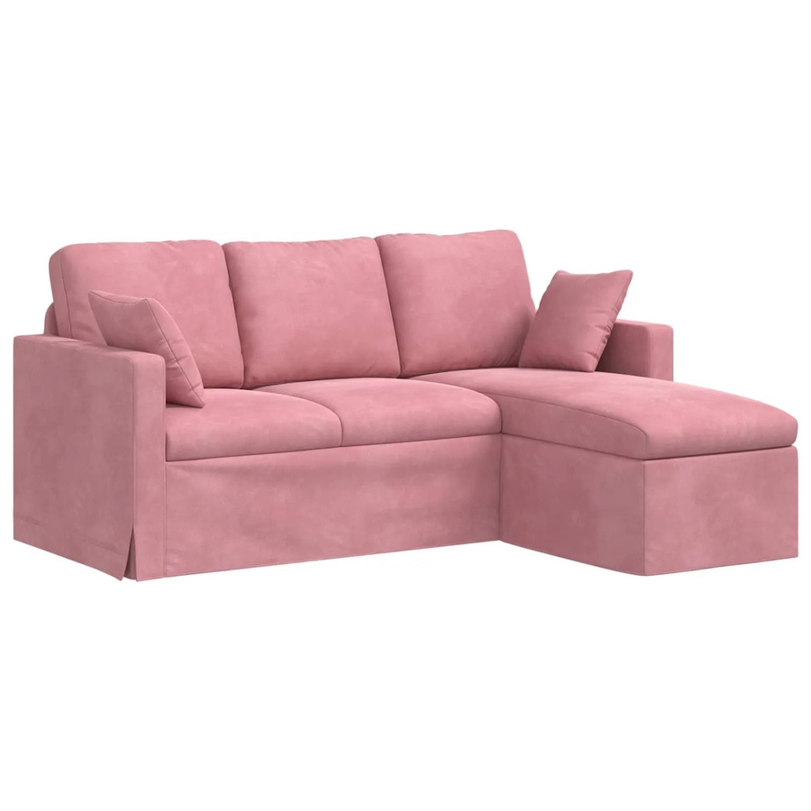 vidaXL Ecksofa in Rosa aus Samt mit Metallrahmen, B/T/H: 178 x 134 x 80 cm - Bild 2