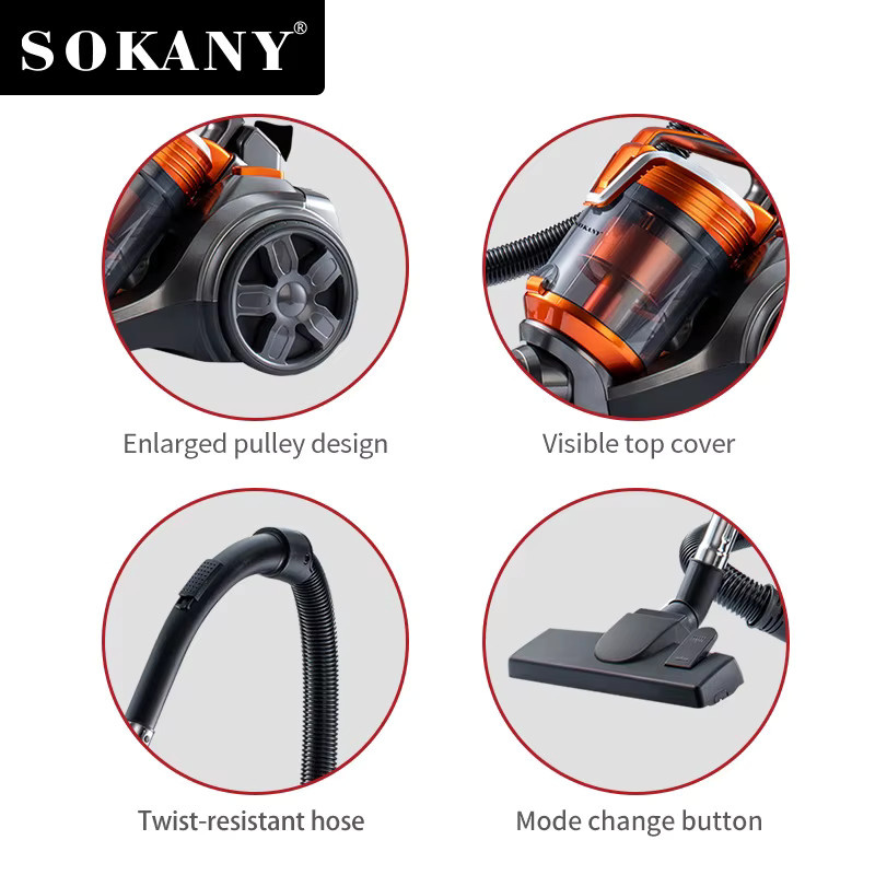 Lpnove Staubsauger mit 3600W und 15000PA Saugkraft, Multi-Zyklon-Filtration für Hartböden, Teppiche und Tierhaare, Orange - Bild 5