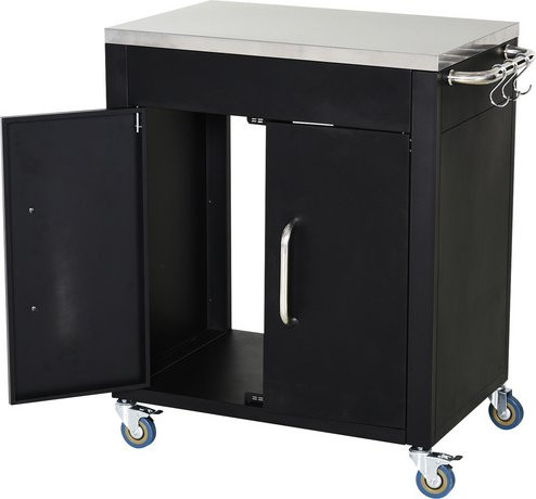 HOMCOM Küchenwagen in Schwarz mit Edelstahlgriff und Rollen, B/T/H: 50 x 50 x 86,5 cm - Bild 8