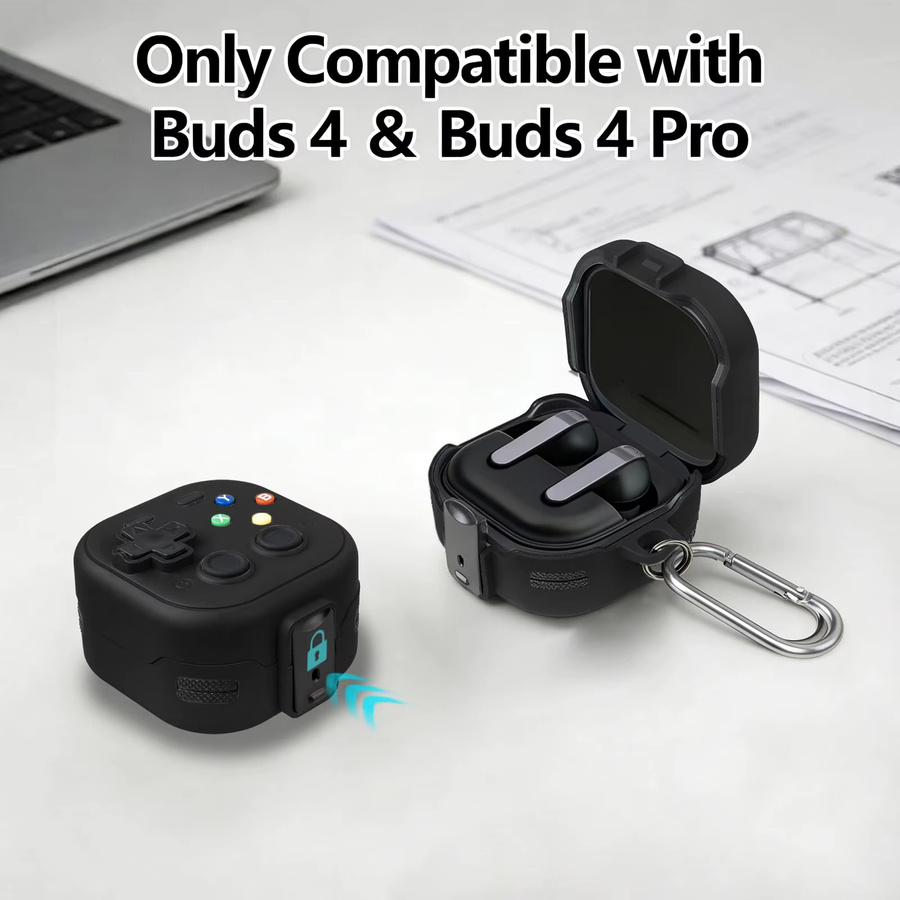 Robuste Schutzhülle mit Clip für Samsung Galaxy Buds 4 und Buds 4 Pro in Schwarz und Grün - Bild 1
