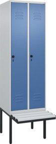 C+P Spind Classic PLUS Garderobenschrank mit Sitzbank, 2 Abteile, Lichtgrau, B/T/H: 212,0 x 60,0 x 81,5 cm - Bild 1