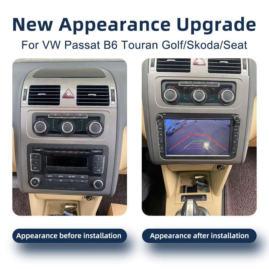 COOROAD Android 14.0 Auto-Multimedia-Player mit CarPlay, GPS Navigation, 4G und WiFi in Schwarz für VW Tiguan Touran Passat sowie Skoda und Seat - Bild 2