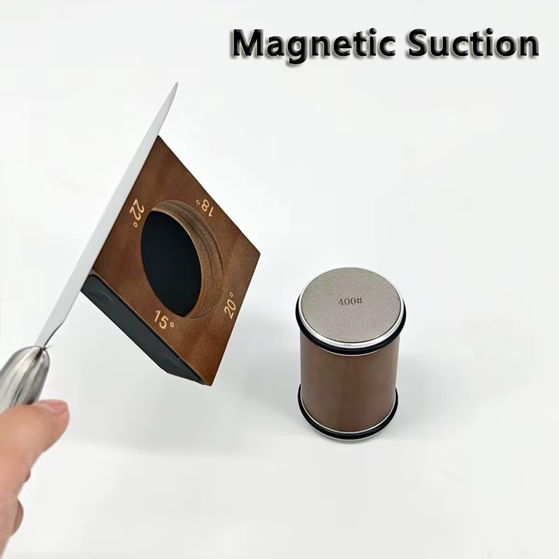 RSCHEF Professioneller Rollmesser-Schärfer mit vierseitigem Diamantstein und magnetischem Winkelführer in Braun - Bild 4