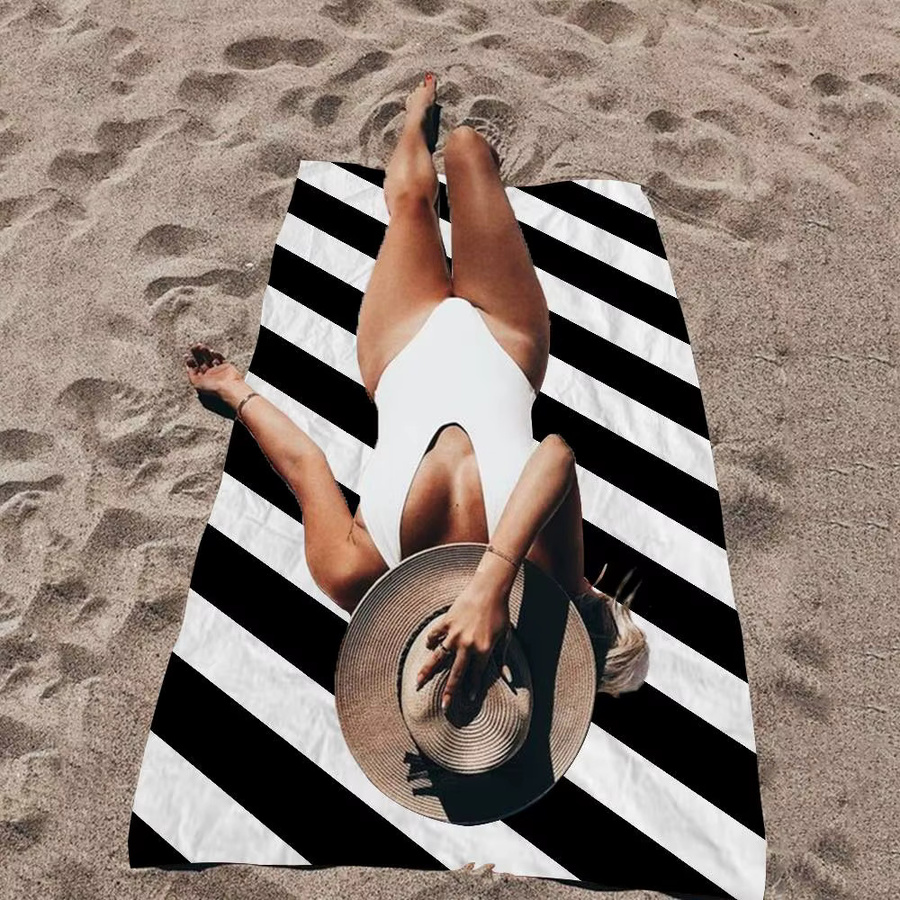 Potdemiel Strandtuch für Kinder in Weiß und Mehrfarbig, schnelltrocknendes Mikrofaser-Badetuch für Strand, Pool und Yoga - Bild 3