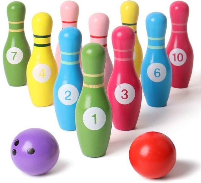 Binchi Holz Kinder Bowling Spielzeug Set, ab 3 Jahre - Bild 1