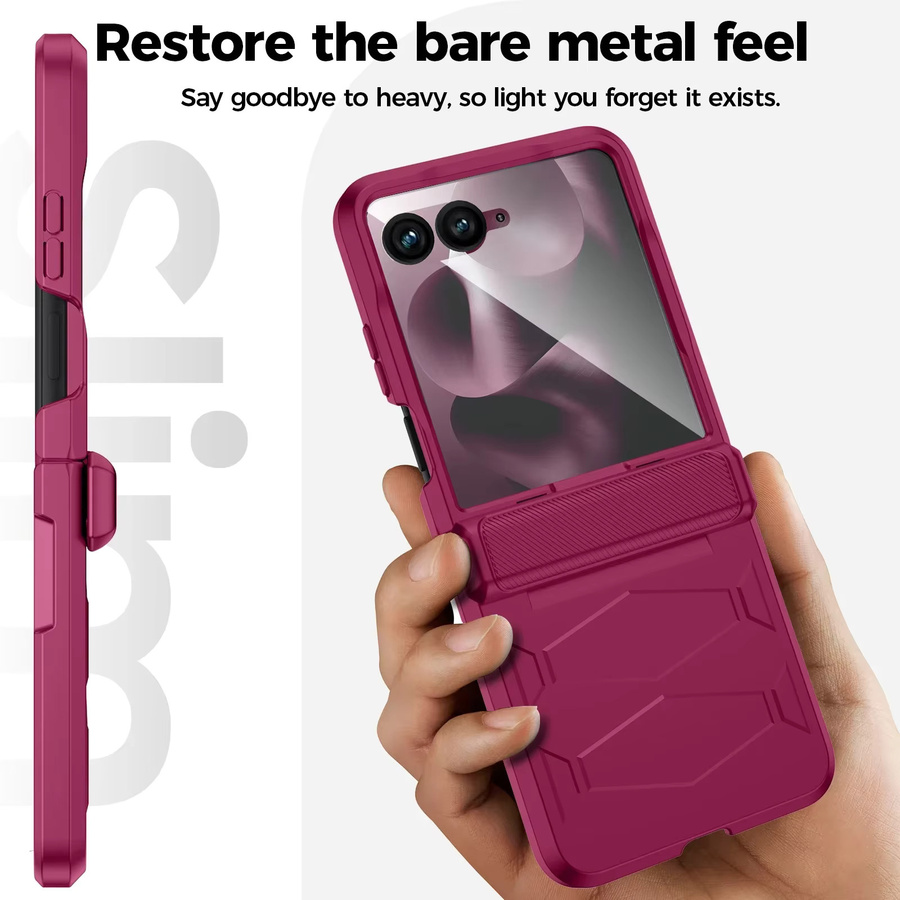 Motorola Razr Handyhülle mit Scharnierschutz und rutschfester Textur in Rosenrot - Bild 3