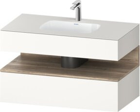 Duravit Einbauwaschtisch-Möbel-Set Qatego mit LED-Beleuchtung in Weiß, B/T/H: 100 x 55 x 60 cm - Bild 1