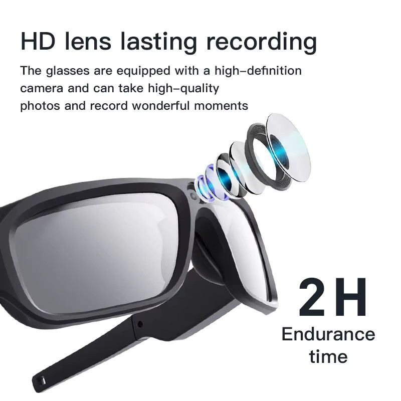 KIDKD 4K Ultra-HD Action Cam Sonnenbrille in Schwarz für Outdoor Sport und Fahrradüberwachung - Bild 2