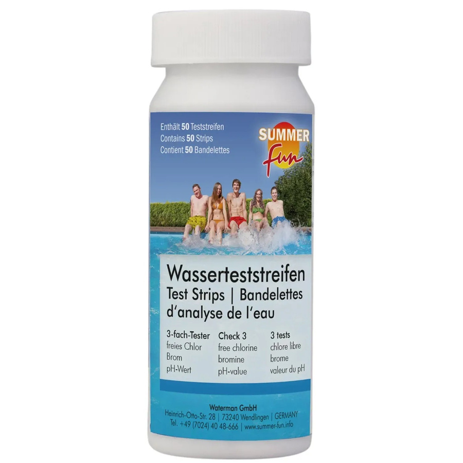Summer Fun Wasserteststreifen zur Messung von pH-Wert, Chlorwert und Alkalinität, 50 Stück, Multicolor - Bild 2