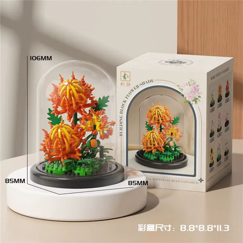 DBPALY Ewiges Blumenbouquet aus Micro-Bausteinen als DIY-Modell zur Dekoration für deinen Schreibtisch, Mehrfarbig - Bild 3