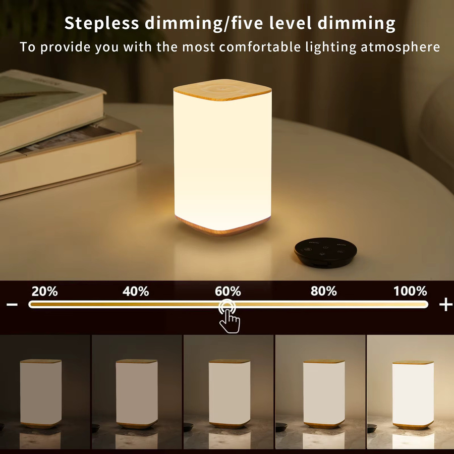 GGBEE Wiederaufladbare LED Touch-Tischlampe mit Fernbedienung, RGB-dimmbares Nachtlicht mit Timer für Schlafzimmer und Wohnzimmer - Bild 2