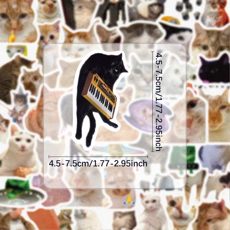 50 lustige Katzen-Doodle-Aufkleber in Multicolour zum Dekorieren von Laptops, Wasserflaschen und Mobiltelefonen - Bild 2