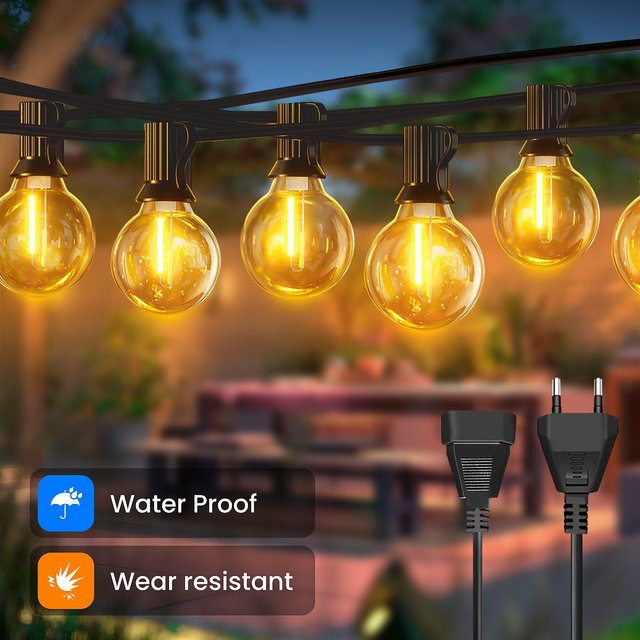 LED G40 Lichterkette für den Außenbereich in Warmweiß mit transparenten Kugellampen - Bild 1