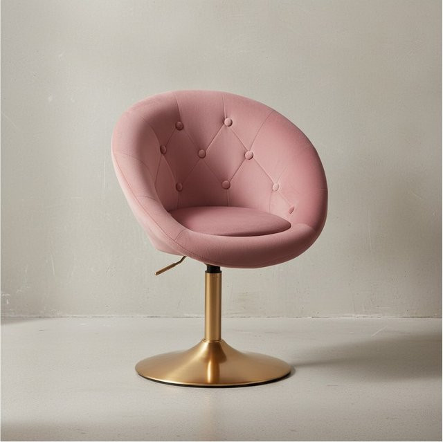 KADIMA DESIGN Chesterfield-Loungesessel ADDA mit 360 Grad Drehfunktion, Samtbezug und Trompetenfuß, B/T/H: 67 x 80 x 100 cm, Farben: Rosa, Blau, Grau - Bild 1