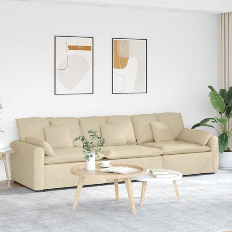 Modulares Vidaxl Sofa in Beige mit Kissen aus Stoff und Metall für ein modernes Design, B/T/H: 324 x 105 x 64 cm - Bild 1