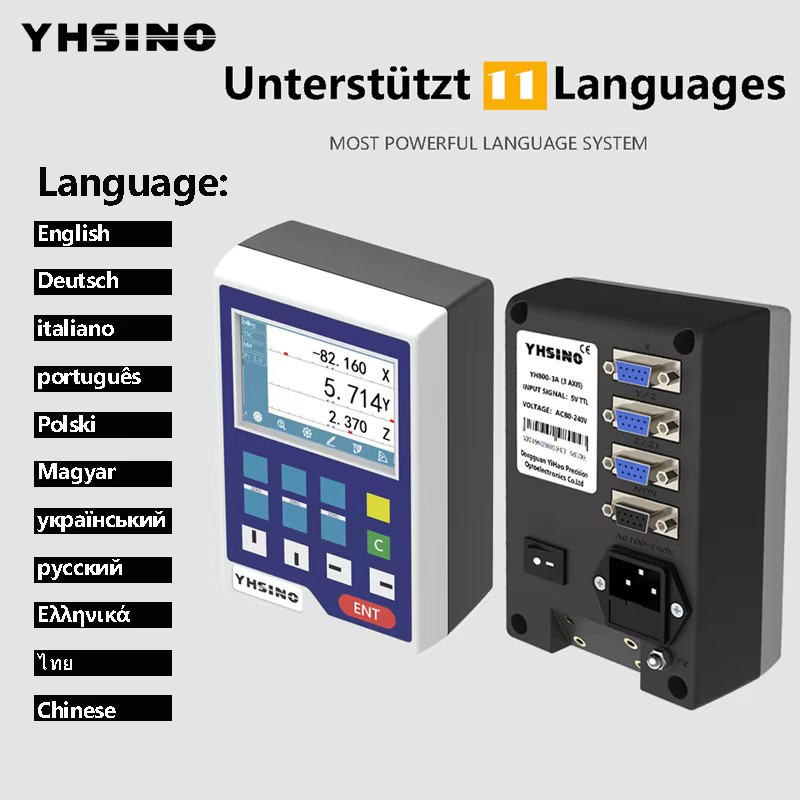 YHSINO YH800-2A/YH800-3A Mini-LCD-DRO Multifunktions-Digitalanzeige für Drehmaschinen mit 2 oder 3 Achsen, 14 Sprachen und TTL DB9 Anschluss - Bild 2