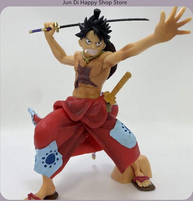 Bandai One Piece Monkey D. Ruffy Kimono Battle Pose Anime Figur mit austauschbaren Händen, Höhe: 22 cm - Bild 1