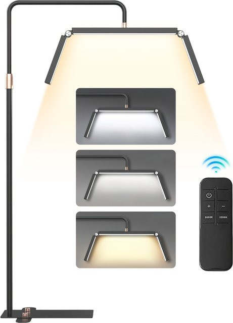 OWJHE 40W Faltbare LED-Bodenleuchte in Schwarz mit dimmbarer Beauty-Mondlampe und Metallständer, Höhe: 180 cm - Bild 1