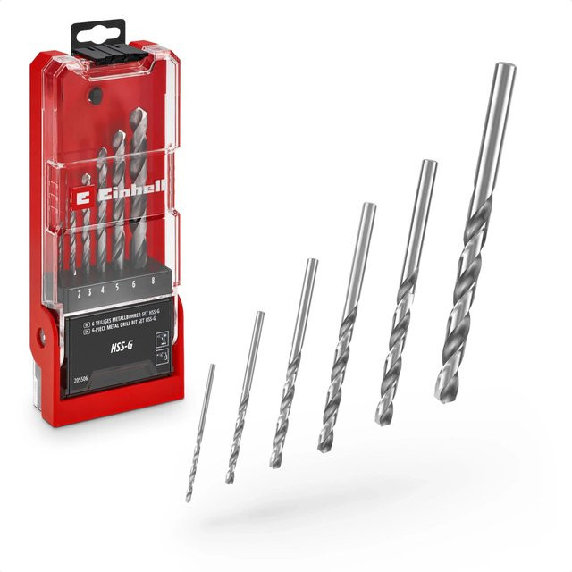 Einhell HSS-G Metallbohrer-Set aus Edelstahl, 6-teilig, Farbe Silber - Bild 1