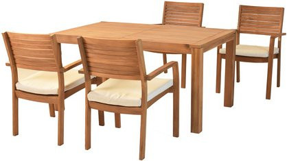 MERXX Gartenmöbel-Diningset Batavia aus Akazienholz in Braun, 5-teilig mit 4 Sitzplätzen und ausziehbarer Tafel - Bild 1