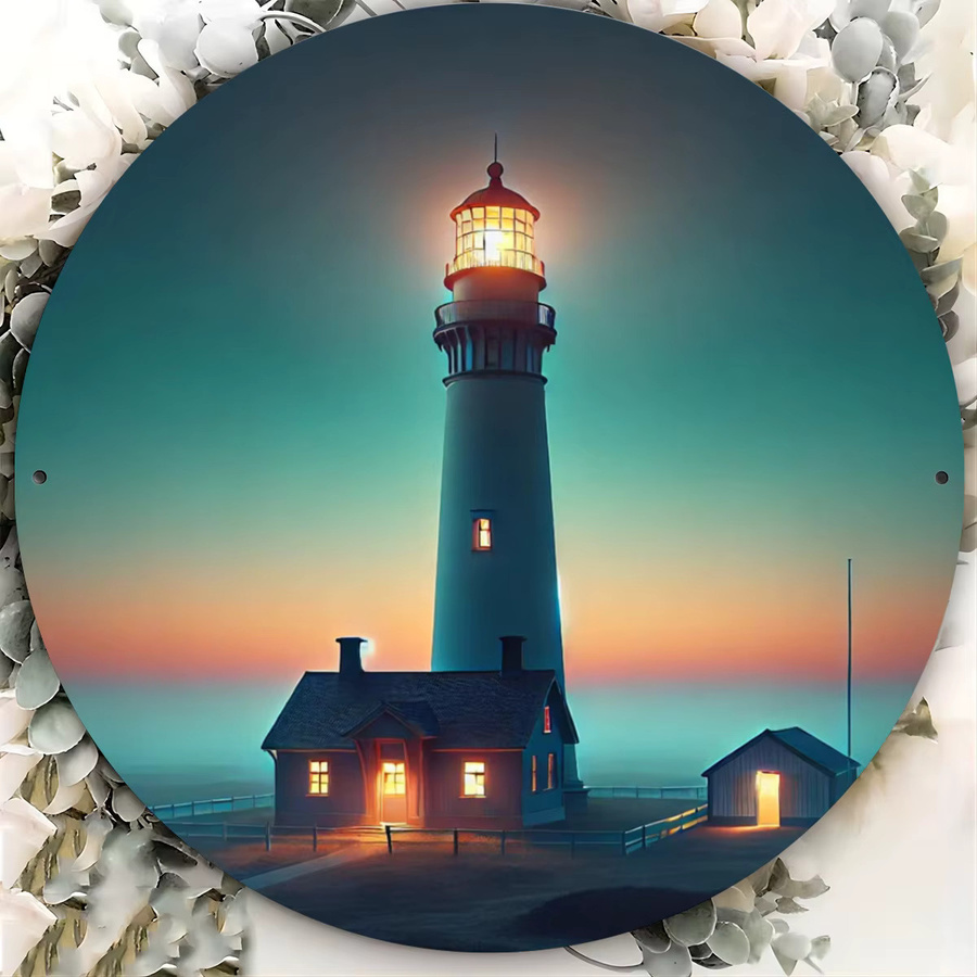 Rundes Metallschild Potdemiel Formosa Island Lighthouse Sunset Foto-Wandkunst, Durchmesser: 20 cm, Mehrfarbig - Bild 3