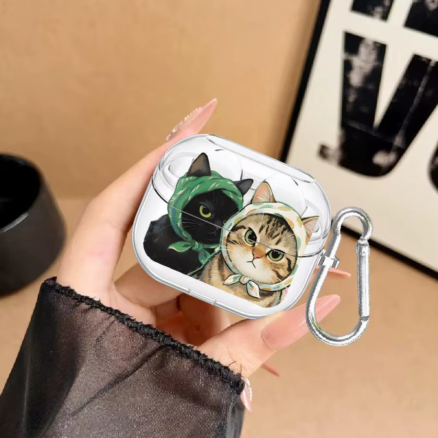 Transparente Kopfhörerhülle mit süßem Katzenmotiv für Samsung Galaxy Buds 2, 3 Pro, 4 Pro, 3 FE und Live - Bild 2
