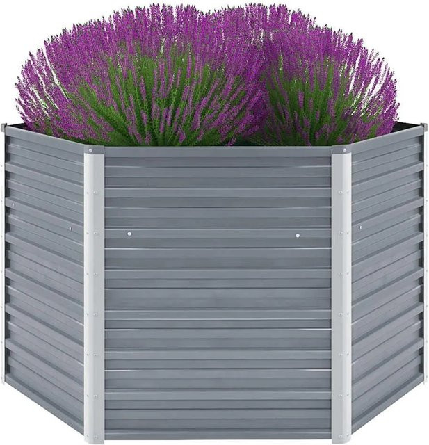 vidaXL Garten-Hochbeet aus verzinktem Stahl in Grau, B/T/H: 129 x 129 x 77 cm - Bild 1