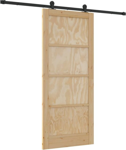 vidaXL Schiebetür ORKDAL aus massivem Kiefernholz in Braun und Beige, Breite: 86 cm, Höhe: 198,5 cm - Bild 1