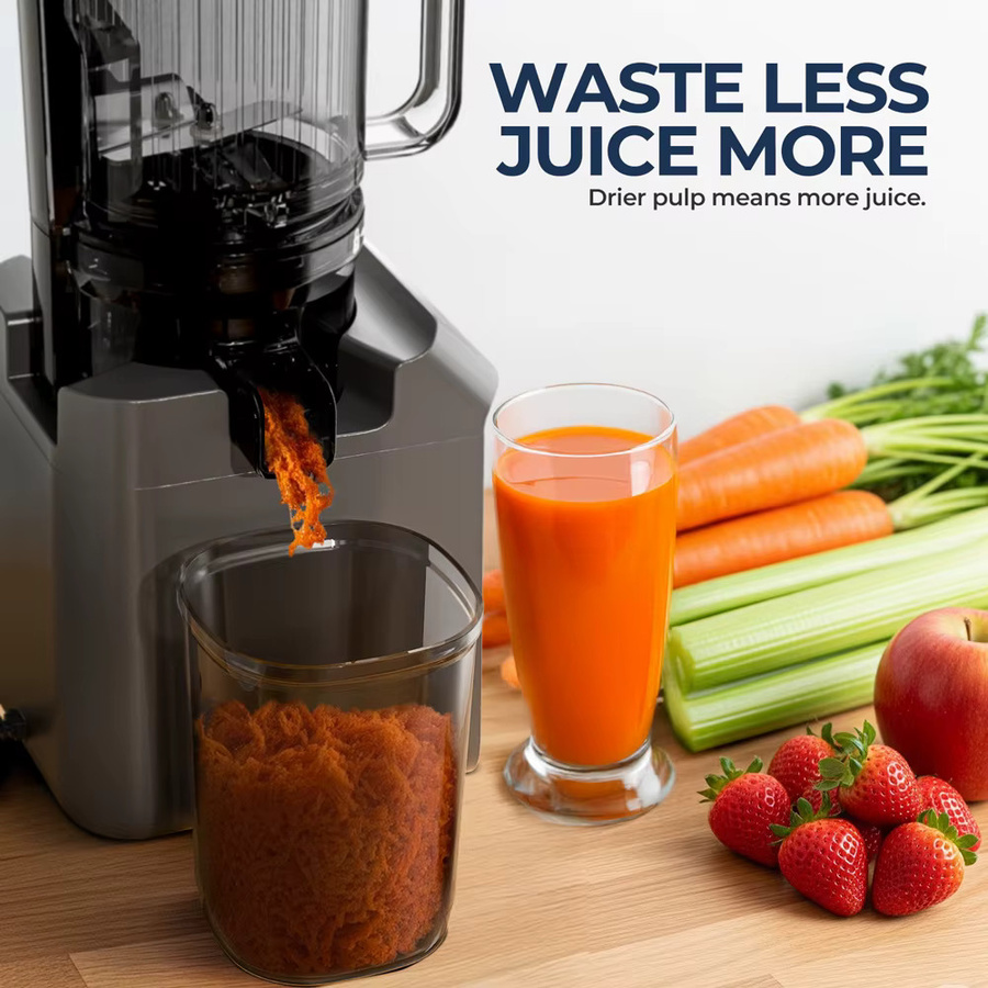 ROUNY Kaltpress-Entsafter Elektrischer Slow-Juicer mit 130mm Einfüllschacht, Schwarz - Bild 5