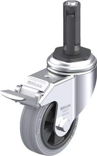 Blickle Lenkrolle LKRA-VPA 80G-11-FI-ER12 mit Feststeller, Rad-Durchmesser: 80 mm, Tragfähigkeit: 80 kg, grau/schwarz - Bild 1