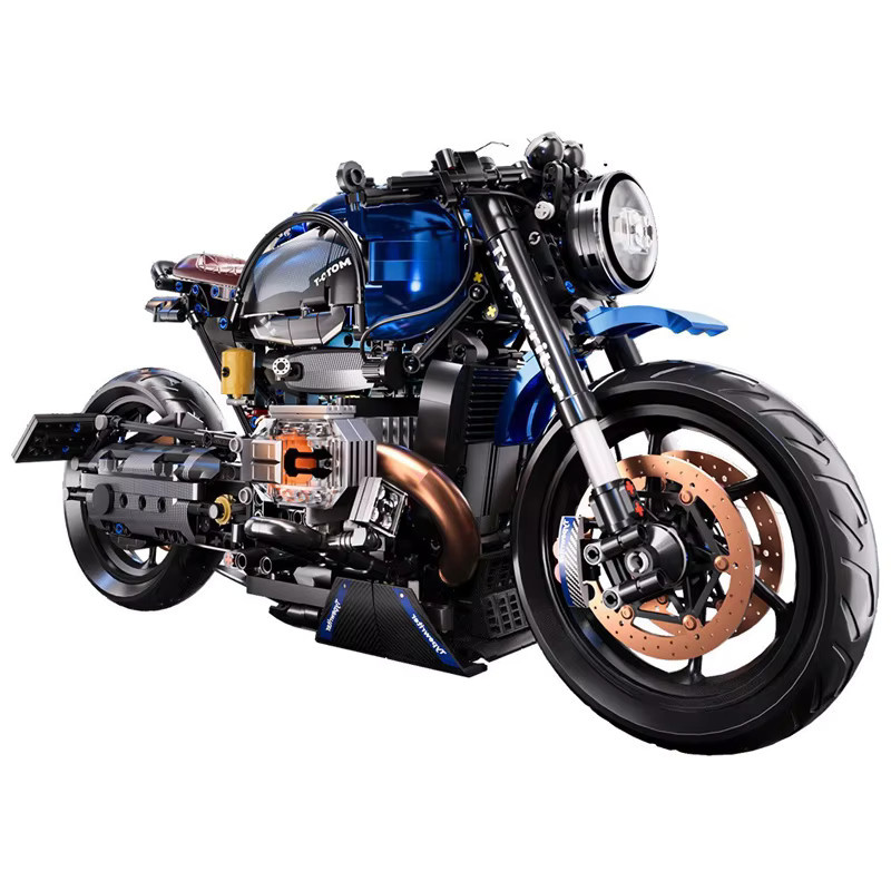GUCAA Technisches 1:5 Motorrad Modellbausatz aus Bausteinen in Blau - Bild 5