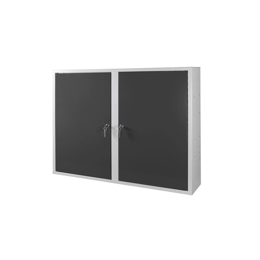 PROREGAL Werkzeugwandschrank aus Stahl mit 2 Türen und 3 Fachböden, abschließbar, Farbe: Lichtgrau/Anthrazitgrau, H x B x T: 75 x 100 x 20 cm - Bild 2