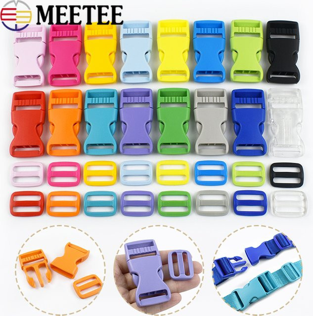 Meetee Kunststoff-Schnellverschlüsse und Zubehör-Sets für Taschenriemen mit Verstellringen, Tri-Glide-Schiebern und Hakenzubehör in 15mm, 20mm oder 25mm - Bild 1