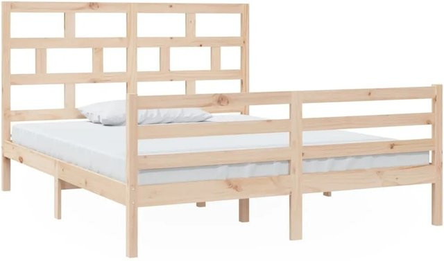 vidaXL Massivholzbett aus Kiefer in Braun mit rustikaler Optik B/T/H: 160 x 200 cm - Bild 1