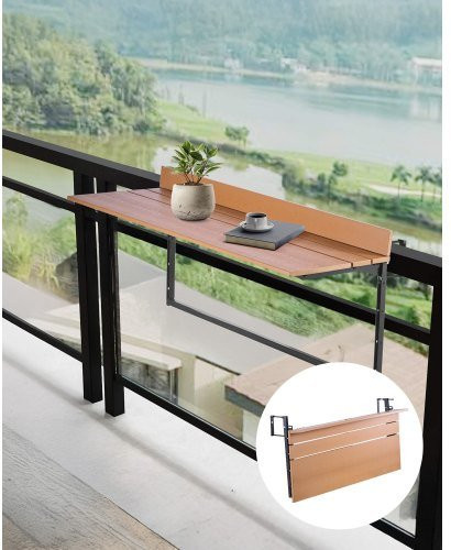 VEVOR Balkon-Hängetisch mit Edelstahlhalterung und PS-Tischplatte, klappbarer Balkontisch für Geländer, 5-stufig verstellbar, Breite: 100 cm, Tiefe: 34,5 cm - Bild 1