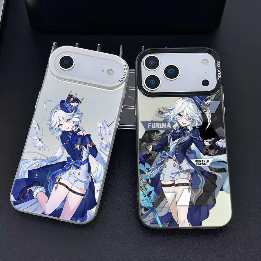 Aurora Funda Handyhülle im Genshin Impact Furina Design für iPhone 17, 16, 15, 14, 13, 12, 11 Pro Max, mehrfarbig, matt mit Laser-Effekt und metallischem Aurora-Look - Bild 2