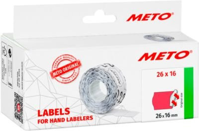 METO Preisetiketten für 2-zeilige Preisauszeichner, permanenthaftend, Wellenrand, B: 26 mm, H: 16 mm, FSC-Papier, rot, 6 Rollen mit je 1000 Stück - Bild 1