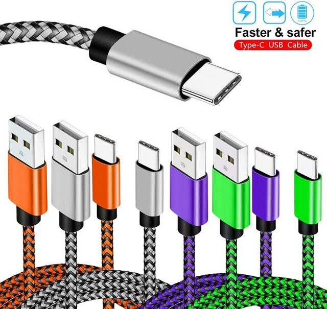 3M USB-A auf USB-C Kabel in Grün mit 3A Schnellladefunktion und Datenübertragung aus geflochtenem Nylon - Bild 1
