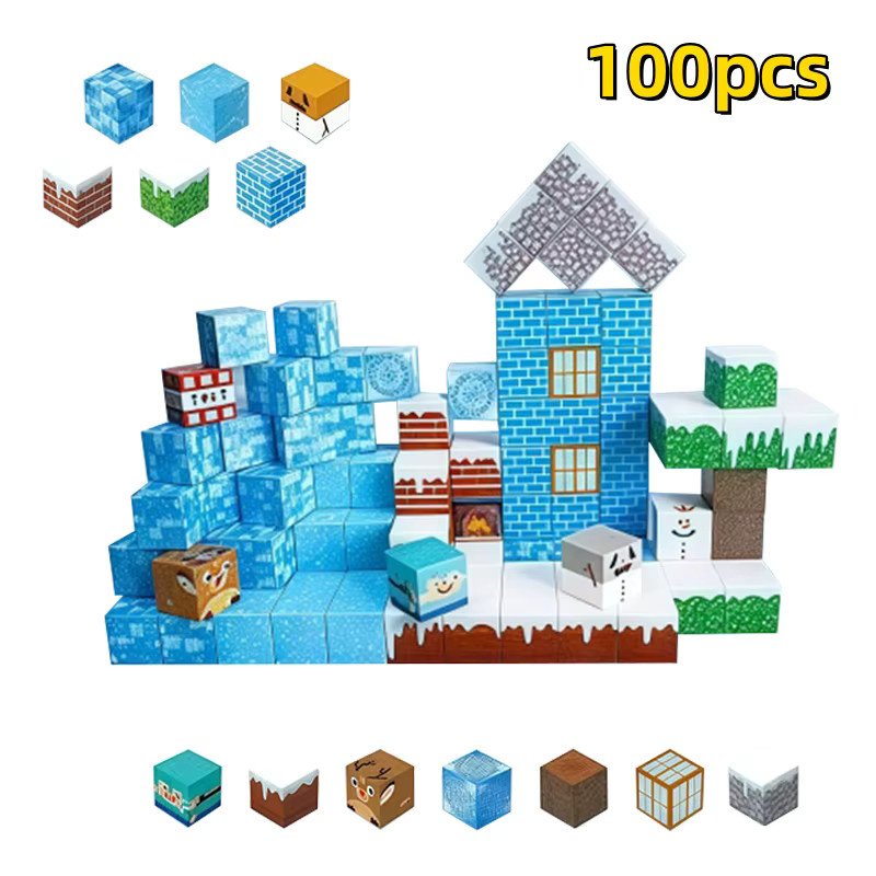 HUATEC Magnetische 3D Bausteine Set mit 100 Teilen, Kreatives STEM Lernspielzeug für Kinder ab 3 Jahren, Mehrfarbig - Bild 4