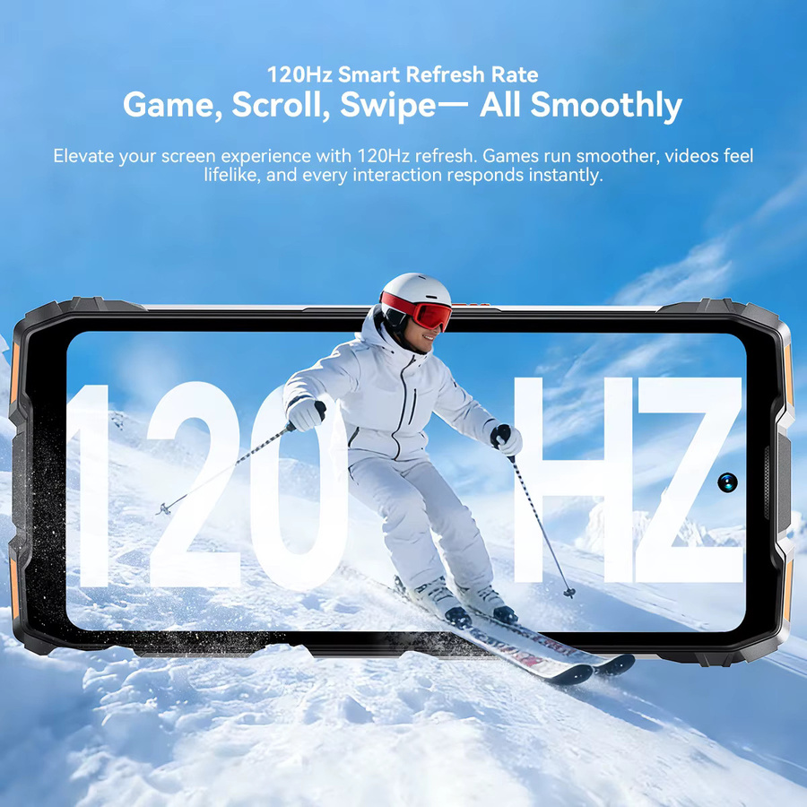 Blackview ROCK 3 Robustes Smartphone mit Android 15, 6,78 Zoll 2,4K Display, FLIR Wärmebildkamera, 8GB RAM, 256GB Speicher, 10000mAh Akku und 15W kabellosem Laden, Orange/Schwarz - Bild 6