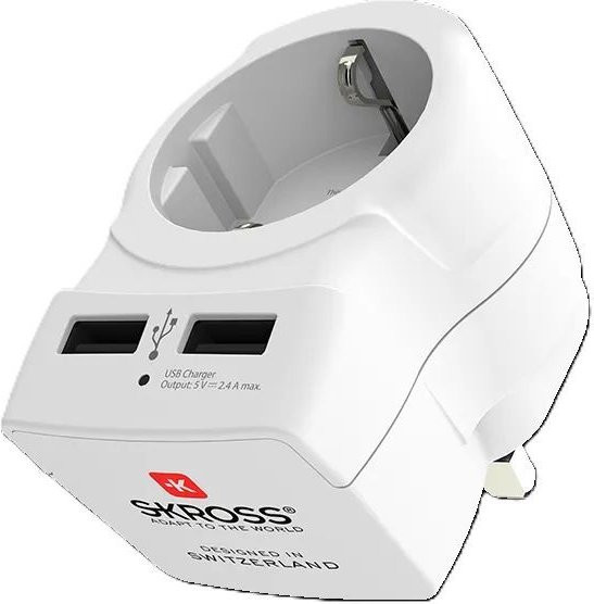 SKROSS Reiseadapter von Europa nach United Kingdom mit USB-C AC20PD in Weiß - Bild 1