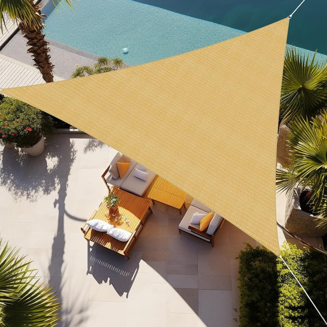 Shade&Beyond Sonnensegel Dreieck Gelb aus HDPE-Mesh für Terrasse und Garten - Bild 1