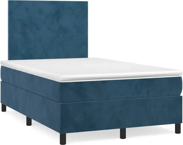 vidaXL Boxspringbett mit Matratze Dunkelblau Samt B/T/H: 120 x 200 x 128 cm - Bild 1