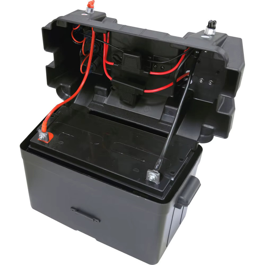 BYSSEA Marine-Batteriebox in Schwarz mit USB-Ladegerät und Voltmeter für Boot, Kajak und Wohnmobil - Bild 4
